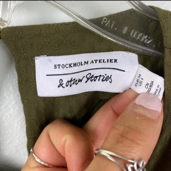 & Other Stories Olive Green Shift Tee Shirt Dress - Picture 4 of 4